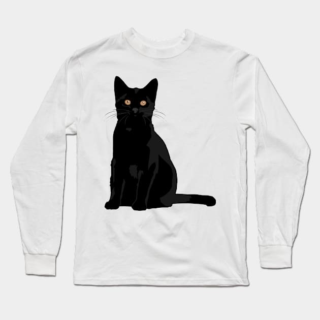 Black Kitty Long Sleeve T-Shirt by bluhak